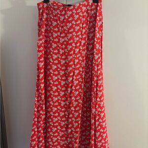 Zara Red Floral Maxi Skirt